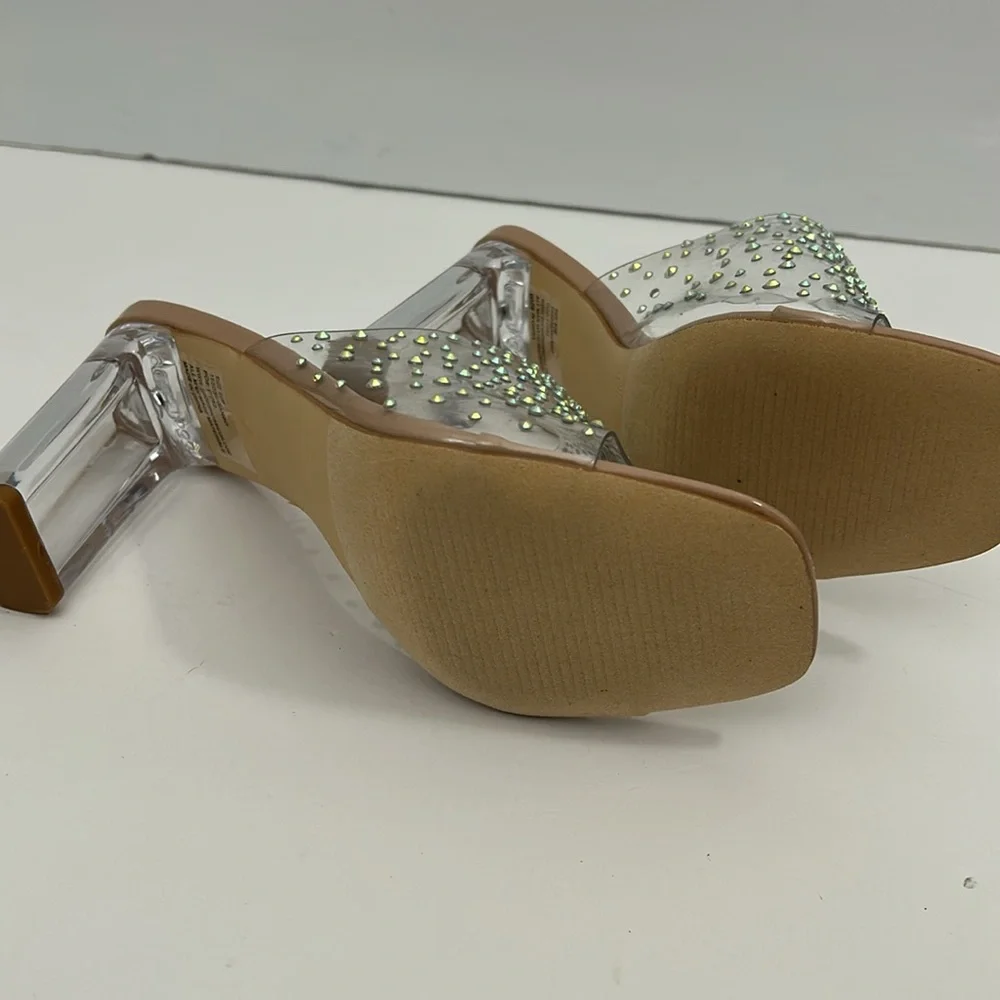 Hot Tomato Formal Heels 6.5 Silver Nude Rhinestone SKU‎ 2926